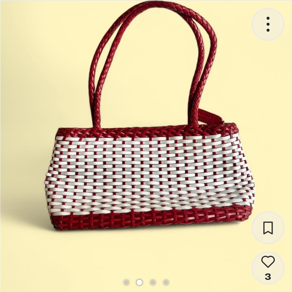 Talbots Red and White Mini Bag in Woven Leather